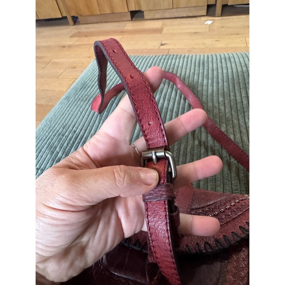 Patricia Nash Leather Crossbody‎ Embossed Bag Red Purse Handbag with Tassel Boho - Picture 8 of 15